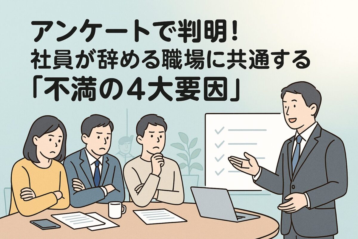 アンケートで判明！社員が辞める職場に共通する 　「不満の4大要因」
